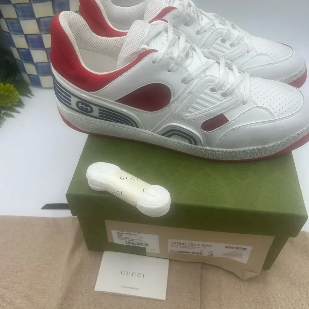 Men’s Gucci demetra basket leather sneakers size 12 made in Italy